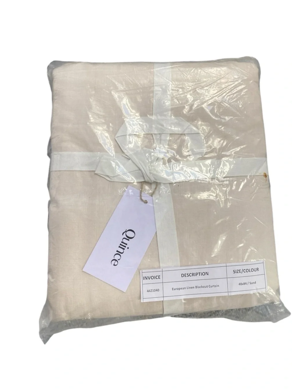 Quince European Linen Blackout Curtain in Sand